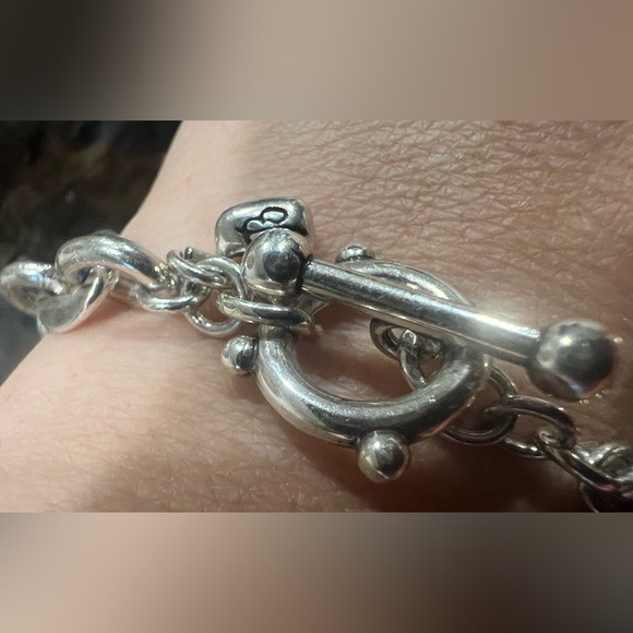 Brighton Fine Silver Plated Bracelet Chain Links Charm  With Heart Pendant Tag - Picture 10 of 14